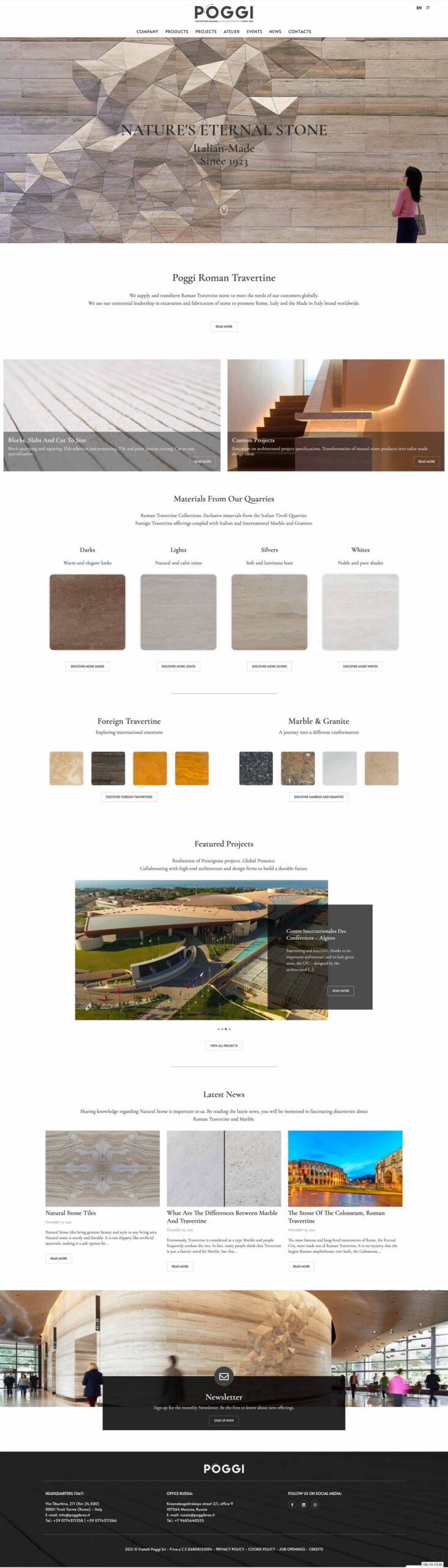 Homepage sito web realizzato per azienda Poggi